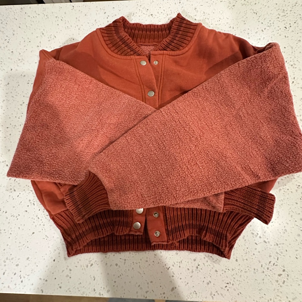 We The Free Orange Suede Bomber Jacket